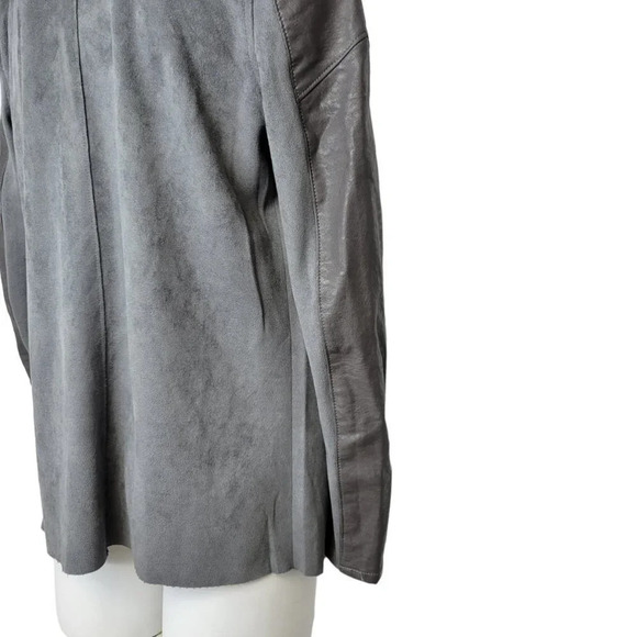 Blank NYC Womens Faux  Suede/Leather Drape Front Jacket Cardigan Size XS Gray - Picture 6 of 9